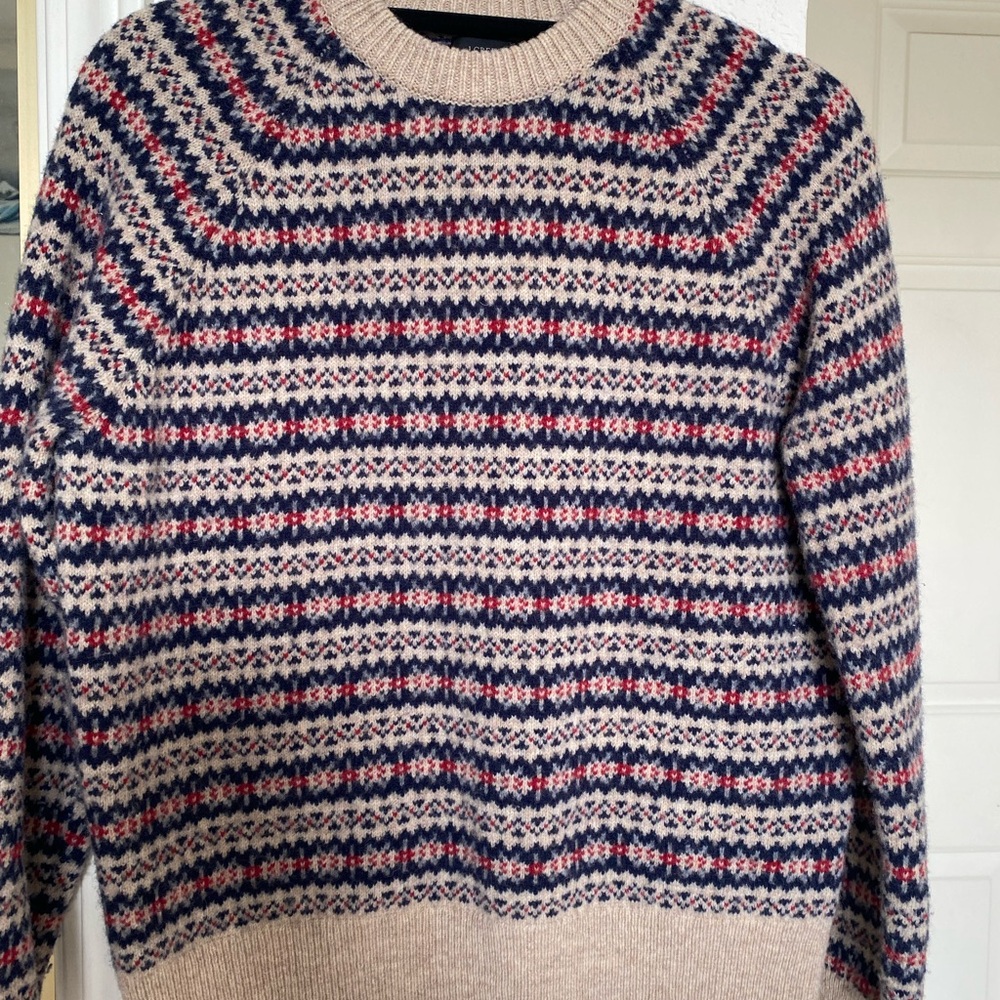 J. Crew Striped Wool Sweater - Red, Blue, and Cream